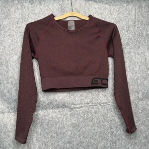 Arise Comfort ECHT Long‎ Sleeve Athletic Burgundy Crop Top- Sz L